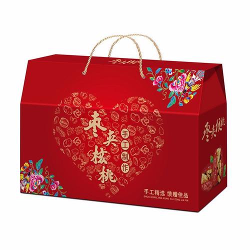现货批发销售 枣夹核桃礼品盒包装盒枣夹核桃彩箱空箱 干果礼盒厂家